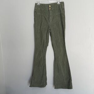 We The Free Free People Olive Green Corduroy High Rise Flare Pants Size 30